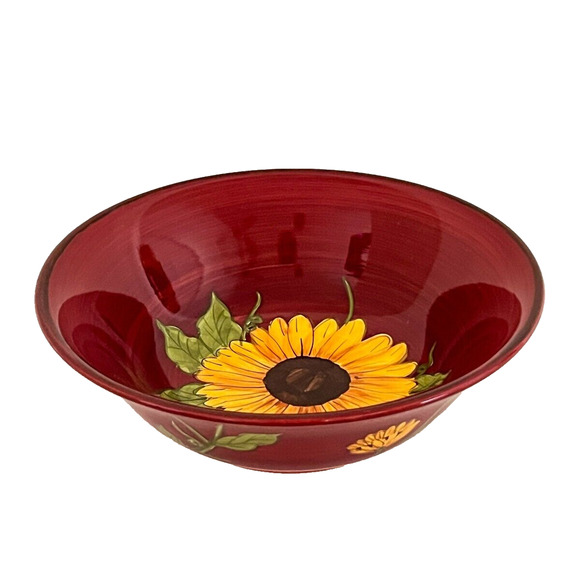 Ceramic Serving Bowl Tuscan Sunrise Sunflower Hand Painted Canterbury Potteries - Picture 1 of 8